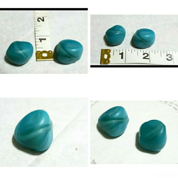 Raw Natural Turquoise Cabochon Round Stones 2 piece - Picture 9 of 9